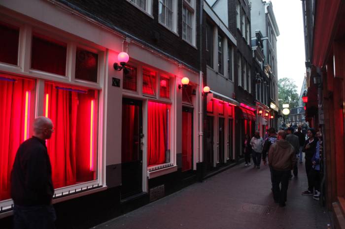 Prostitution windows in Amsterdam Red Light District