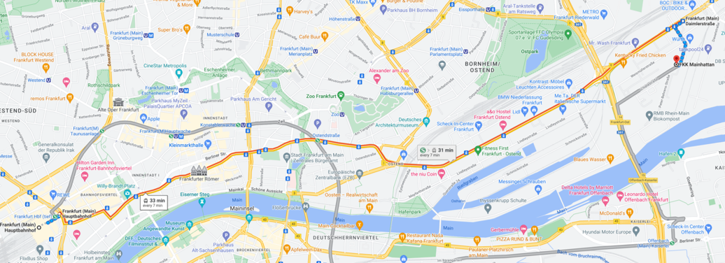 Directions to FKK Mainhattan from Frankfurt Main Hauptbanhof Train Station